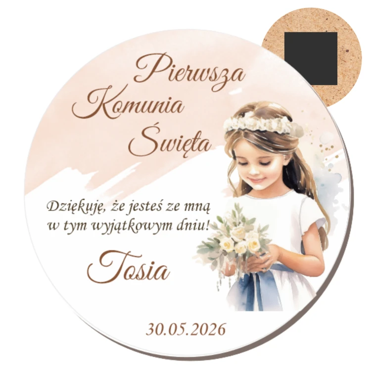 Komunia-magnes-dziewczynka-brąz.png